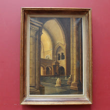 Load image into Gallery viewer, Jean-Paul Cleren Framed Oil on Canvas Vaulted Church Interior Signed. B12715