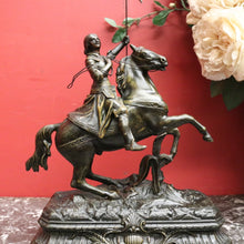Load image into Gallery viewer, x SOLD 19th Century Bronze Spelter - Joan of Arc on Horseback holding a Flag. B12302