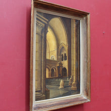 Load image into Gallery viewer, Jean-Paul Cleren Framed Oil on Canvas Vaulted Church Interior Signed. B12715