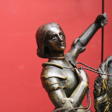 Load image into Gallery viewer, x SOLD 19th Century Bronze Spelter - Joan of Arc on Horseback holding a Flag. B12302