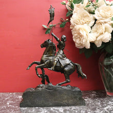 Load image into Gallery viewer, x SOLD 19th Century Bronze Spelter - Joan of Arc on Horseback holding a Flag. B12302