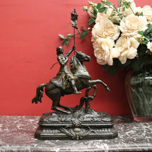Load image into Gallery viewer, x SOLD 19th Century Bronze Spelter - Joan of Arc on Horseback holding a Flag. B12302