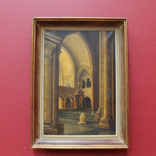 Load image into Gallery viewer, Jean-Paul Cleren Framed Oil on Canvas Vaulted Church Interior Signed. B12715