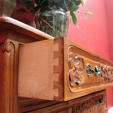Load image into Gallery viewer, French Oak Chest of Drawers with Shaped Front, Brass Handles Circa 1950s. B12773