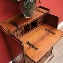 Load image into Gallery viewer, x SOLD Vintage Spanish Writing Bureau with Drawers, Lift-Lid Desk & Iron Hardware. B12297