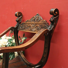 Load image into Gallery viewer, x SOLD Antique French Walnut U-Shaped Armchair – Carved Detail, X-Frame Base. 12276