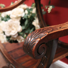 Load image into Gallery viewer, x SOLD Antique French Walnut U-Shaped Armchair – Carved Detail, X-Frame Base. 12276