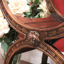 Load image into Gallery viewer, x SOLD Antique French Walnut U-Shaped Armchair – Carved Detail, X-Frame Base. 12276