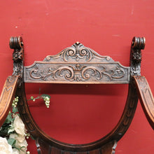 Load image into Gallery viewer, x SOLD Antique French Walnut U-Shaped Armchair – Carved Detail, X-Frame Base. 12276