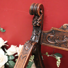 Load image into Gallery viewer, x SOLD Antique French Walnut U-Shaped Armchair – Carved Detail, X-Frame Base. 12276
