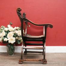 Load image into Gallery viewer, x SOLD Antique French Walnut U-Shaped Armchair – Carved Detail, X-Frame Base. 12276