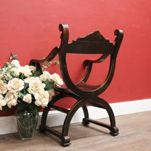 Load image into Gallery viewer, x SOLD Antique French Walnut U-Shaped Armchair – Carved Detail, X-Frame Base. 12276