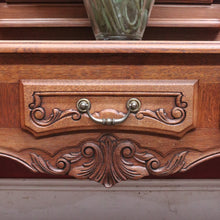 Load image into Gallery viewer, x Sold Antique French dressing table with tall bevelled tri fold mirrors and three drawers. B12729