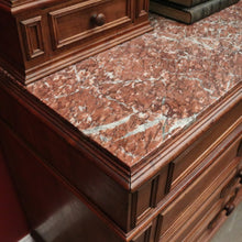 Load image into Gallery viewer, x SOLD Antique French Walnut Dressing Table – Marble top - Mirror, 6 Drawers, Carved Detail. B12475