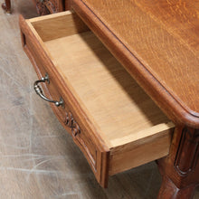 Load image into Gallery viewer, x Sold Antique French dressing table with tall bevelled tri fold mirrors and three drawers. B12729
