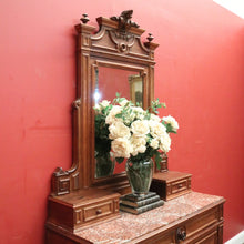 Load image into Gallery viewer, x SOLD Antique French Walnut Dressing Table – Marble top - Mirror, 6 Drawers, Carved Detail. B12475
