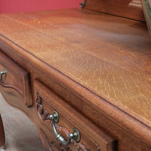 Load image into Gallery viewer, x Sold Antique French dressing table with tall bevelled tri fold mirrors and three drawers. B12729