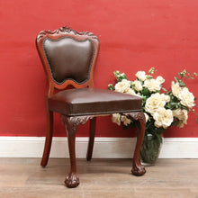 Load image into Gallery viewer, Vintage Australian Cedar Carved Office or Occasional Chair with Leather Upholstery. B13142