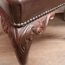 Load image into Gallery viewer, Vintage Australian Cedar Carved Office or Occasional Chair with Leather Upholstery. B13142