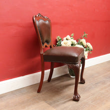 Load image into Gallery viewer, Vintage Australian Cedar Carved Office or Occasional Chair with Leather Upholstery. B13142