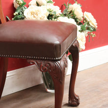 Load image into Gallery viewer, Vintage Australian Cedar Carved Office or Occasional Chair with Leather Upholstery. B13142