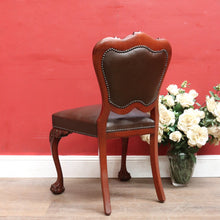 Load image into Gallery viewer, Vintage Australian Cedar Carved Office or Occasional Chair with Leather Upholstery. B13142