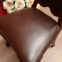 Load image into Gallery viewer, Vintage Australian Cedar Carved Office or Occasional Chair with Leather Upholstery. B13142