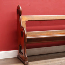 Load image into Gallery viewer, Antique Australian Cedar Church Pew with Carved Gothic Quatrefoil Ends. B13145