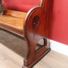 Load image into Gallery viewer, Antique Australian Cedar Church Pew with Carved Gothic Quatrefoil Ends. B13145