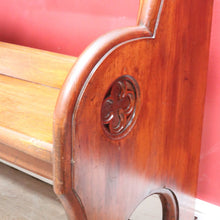 Load image into Gallery viewer, Antique Australian Cedar Church Pew with Carved Gothic Quatrefoil Ends. B13145