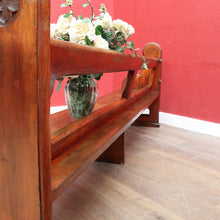 Load image into Gallery viewer, Antique Australian Cedar Church Pew with Carved Gothic Quatrefoil Ends. B13145