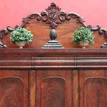 Load image into Gallery viewer, Antique Australian Cedar Three Door Sideboard with Ornately Carved Backboard. B13147
