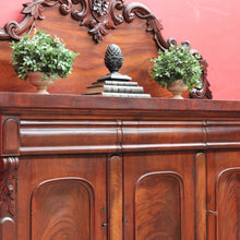 Load image into Gallery viewer, Antique Australian Cedar Three Door Sideboard with Ornately Carved Backboard. B13147