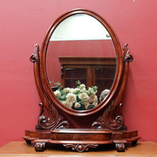 Load image into Gallery viewer, x SOLD Australian Cedar Antique Vanity Mirror with Velvet Lined Trinket Compartment. B12893