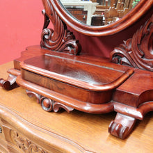 Load image into Gallery viewer, x SOLD Australian Cedar Antique Vanity Mirror with Velvet Lined Trinket Compartment. B12893