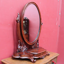 Load image into Gallery viewer, x SOLD Australian Cedar Antique Vanity Mirror with Velvet Lined Trinket Compartment. B12893