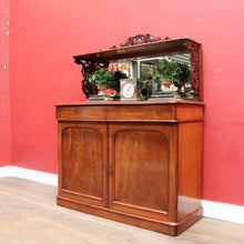 Load image into Gallery viewer, English Mahogany Antique Sideboard Servery with Mirror Back and Two Keys. B12892