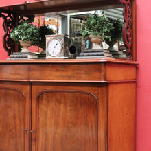 Load image into Gallery viewer, English Mahogany Antique Sideboard Servery with Mirror Back and Two Keys. B12892