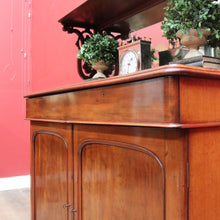 Load image into Gallery viewer, English Mahogany Antique Sideboard Servery with Mirror Back and Two Keys. B12892