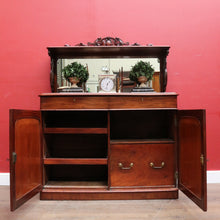 Load image into Gallery viewer, English Mahogany Antique Sideboard Servery with Mirror Back and Two Keys. B12892