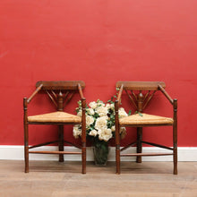 Load image into Gallery viewer, x SOLD Pair of Dutch Triangle Corner Chairs with Rush Seats and Bobbin Frames. B12905