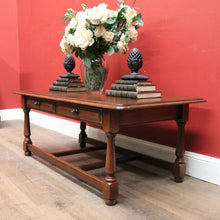 Load image into Gallery viewer, x SOLD Vintage French Oak Coffee Table with Double H-Stretcher Base and Turned Legs. B12256