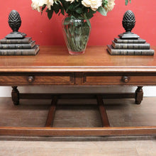 Load image into Gallery viewer, x SOLD Vintage French Oak Coffee Table with Double H-Stretcher Base and Turned Legs. B12256