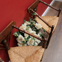 Load image into Gallery viewer, x SOLD Pair of Dutch Triangle Corner Chairs with Rush Seats and Bobbin Frames. B12905