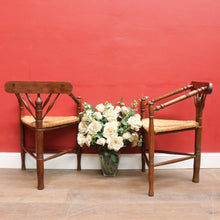 Load image into Gallery viewer, x SOLD Pair of Dutch Triangle Corner Chairs with Rush Seats and Bobbin Frames. B12905