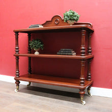 Load image into Gallery viewer, Antique Australian Cedar Three Tier Servery or Dumb Waiter on Porcelain Castors. B13153