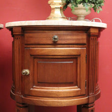 Load image into Gallery viewer, x SOLD Pair of French Walnut Bedside Tables with Marble Tops – Porcelain Lined, True Left & Right-Hand Design. B12290