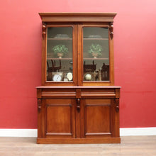 Load image into Gallery viewer, Antique Australian Cedar Two Height Bookcase with Glass Doors and Corbels. B12907