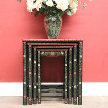 Load image into Gallery viewer, x SOLD Set of 4 Oriental Nesting Tables – Floral Design, Made in the People’s Republic of China. B12286