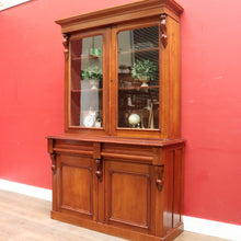 Load image into Gallery viewer, Antique Australian Cedar Two Height Bookcase with Glass Doors and Corbels. B12907